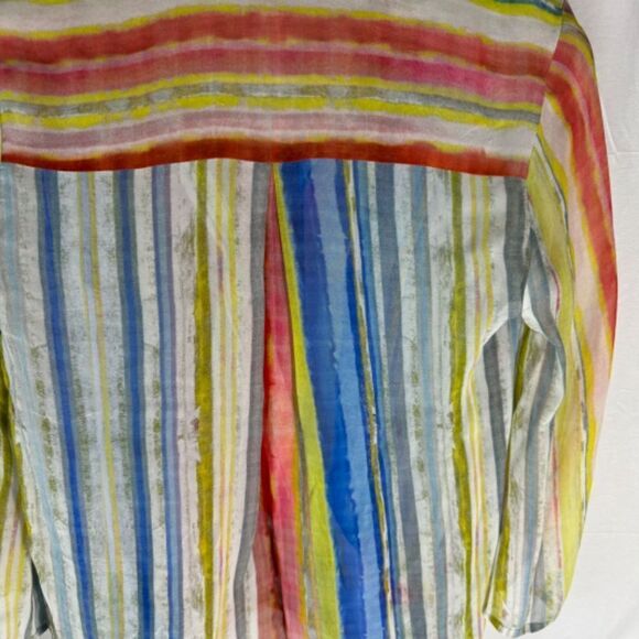 Anthropologie Blank London Pastel Stripe Chiffon Bell Sleeve Wrap Top Sz S - Picture 4 of 7